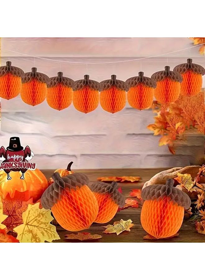 4pcs Orange Honeycomb Tassel Decorations For Autumn Wedding Thanksgiving Party - Image 1